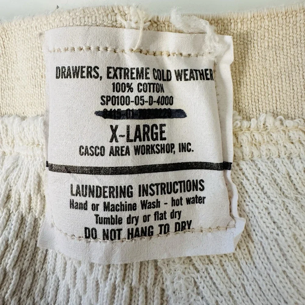 U.S. MILITARY ISSUE Mens XL LONG JOHN 100% COTTON Extreme Cold Base Layer Winter